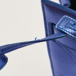 Pre Owned Saint Laurent Metallic Blue Leather Nano Classic Sac De Jour Tote