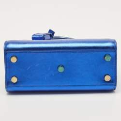 Pre Owned Saint Laurent Metallic Blue Leather Nano Classic Sac De Jour Tote