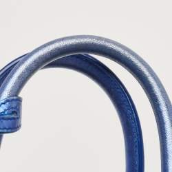 Pre Owned Saint Laurent Metallic Blue Leather Nano Classic Sac De Jour Tote