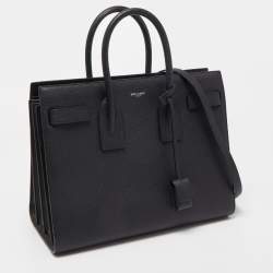 Saint Laurent Black Grain Leather Small Classic Sac De Jour Tote