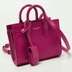 Pre Owned Saint Laurent Pink Leather Toy Sac De Jour Crossbody Bag