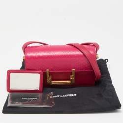 Pre Owned Saint Laurent Pink Leather and Python Small Lulu Shoulder Bag