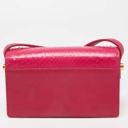 Pre Owned Saint Laurent Pink Leather and Python Small Lulu Shoulder Bag