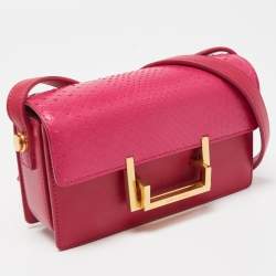 Pre Owned Saint Laurent Pink Leather and Python Small Lulu Shoulder Bag