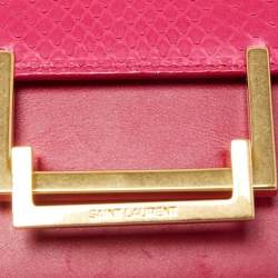 Pre Owned Saint Laurent Pink Leather and Python Small Lulu Shoulder Bag
