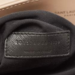 Pre Owned Saint Laurent Beige Matelassé Leather Medium LouLou Shoulder Bag