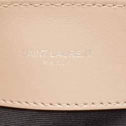 Pre Owned Saint Laurent Beige Matelassé Leather Medium LouLou Shoulder Bag