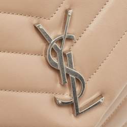 Pre Owned Saint Laurent Beige Matelassé Leather Medium LouLou Shoulder Bag