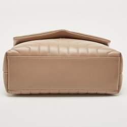Pre Owned Saint Laurent Beige Matelassé Leather Medium LouLou Shoulder Bag