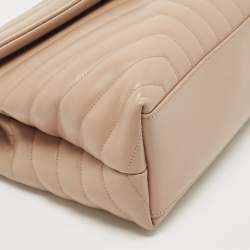 Pre Owned Saint Laurent Beige Matelassé Leather Medium LouLou Shoulder Bag