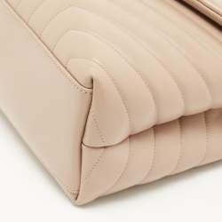 Pre Owned Saint Laurent Beige Matelassé Leather Medium LouLou Shoulder Bag