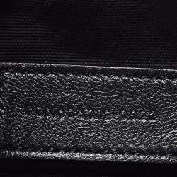 Pre Owned Saint Laurent Black Matelassé Leather Monogram Zip Clutch 