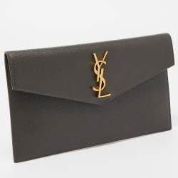 Saint Laurent Grey Leather Uptown Clutch 