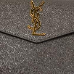 Saint Laurent Grey Leather Uptown Clutch 