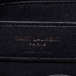 Pre Owned Saint Laurent Navy Blue Crinkled Leather Mini Niki Chain Shoulder Bag