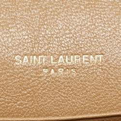Pre Owned Saint Laurent Tan Quilted Leather Becky Wallet On Chain