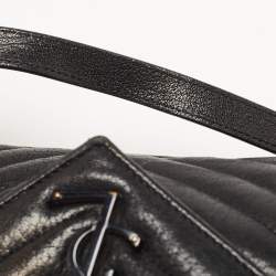 Pre Owned Saint Laurent Black Matelassé Leather Large College Top Handle Bag