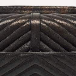 Pre Owned Saint Laurent Black Matelassé Leather Large College Top Handle Bag