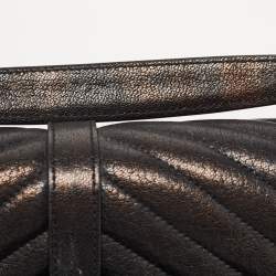 Pre Owned Saint Laurent Black Matelassé Leather Large College Top Handle Bag