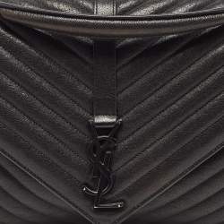 Pre Owned Saint Laurent Black Matelassé Leather Large College Top Handle Bag