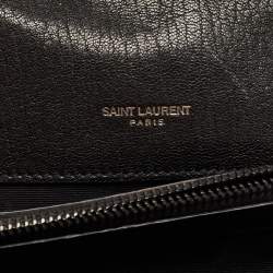 Pre Owned Saint Laurent Black Matelassé Leather Large College Top Handle Bag