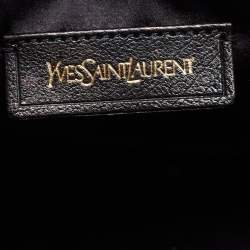 Saint Laurent Black Leather and Leopard Calfhair Medium Cabas Chyc Tote