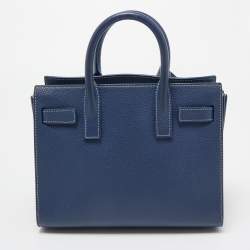 Pre Owned Saint Laurent Blue Leather Nano Classic Sac De Jour Tote