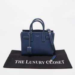 Pre Owned Saint Laurent Blue Leather Nano Classic Sac De Jour Tote