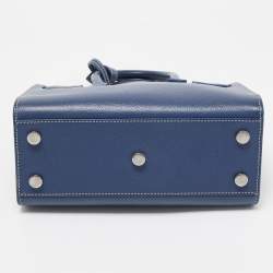Pre Owned Saint Laurent Blue Leather Nano Classic Sac De Jour Tote