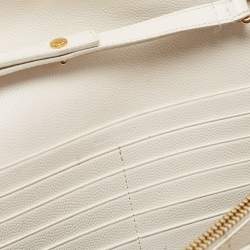Saint Laurent White Matelasse Leather Monogram Envelope Wallet on Chain