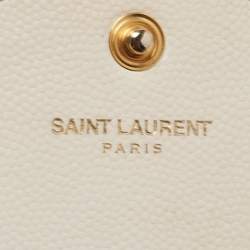 Saint Laurent White Matelasse Leather Monogram Envelope Wallet on Chain