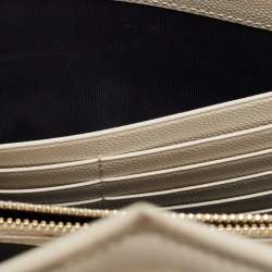 Saint Laurent White Matelasse Leather Monogram Envelope Wallet on Chain