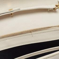 Saint Laurent White Matelasse Leather Monogram Envelope Wallet on Chain
