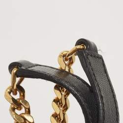 Pre Owned Saint Laurent Black Matelassé Leather Large Monogram Envelope Shoulder Bag