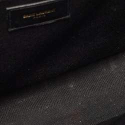 Pre Owned Saint Laurent Black Matelassé Leather Large Monogram Envelope Shoulder Bag