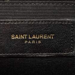 Pre Owned Saint Laurent Black Matelassé Leather Large Monogram Envelope Shoulder Bag