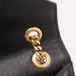 Pre Owned Saint Laurent Black Matelassé Leather Large Monogram Envelope Shoulder Bag