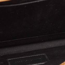 Saint Laurent Beige Chevron Leather Monogram Envelope Wristlet Clutch