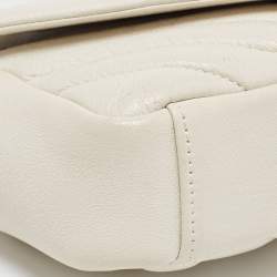 Pre Owned Saint Laurent Off White Matelassé Leather Baby Monogram Flap Bag