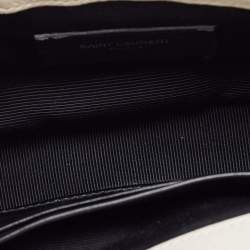Pre Owned Saint Laurent Off White Matelassé Leather Baby Monogram Flap Bag