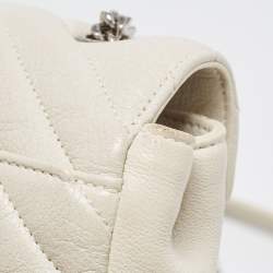 Pre Owned Saint Laurent Off White Matelassé Leather Baby Monogram Flap Bag