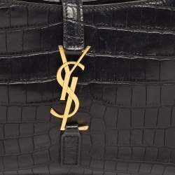 Saint Laurent Black Croc Embossed Leather Le 5 À 7 Hobo