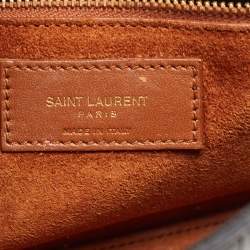 Saint Laurent Black Croc Embossed Leather Le 5 À 7 Hobo