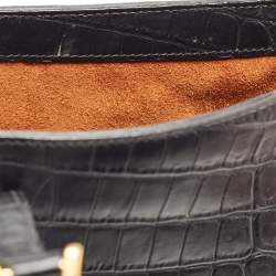 Saint Laurent Black Croc Embossed Leather Le 5 À 7 Hobo
