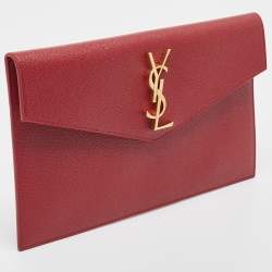 Pre Owned Saint Laurent Red Leather Uptown Pouch