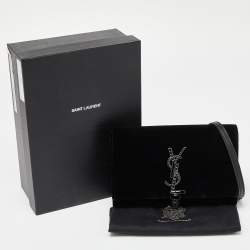 Pre Owned محفطة بسلسلة سان لوران كيت قطيفة أسود بشراشيب