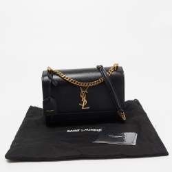 Pre Owned Saint Laurent Black Leather Medium Sunset Shoulder Bag