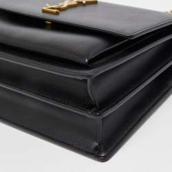 Pre Owned Saint Laurent Black Leather Medium Sunset Shoulder Bag