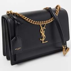 Pre Owned Saint Laurent Black Leather Medium Sunset Shoulder Bag