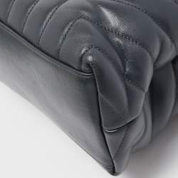 Pre Owned Saint Laurent Dark Grey Monogram Leather Loulou Shoulder Bag